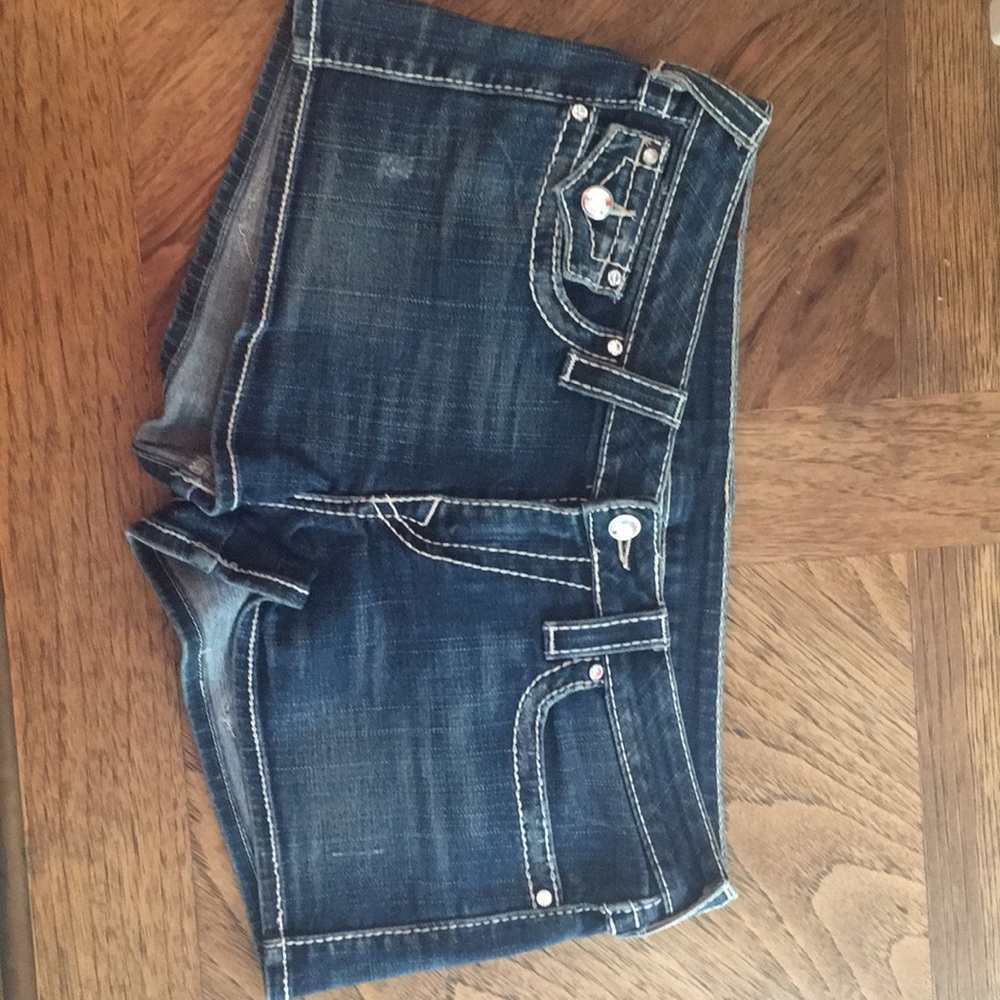 True Religion Swarovski crystal button shorts